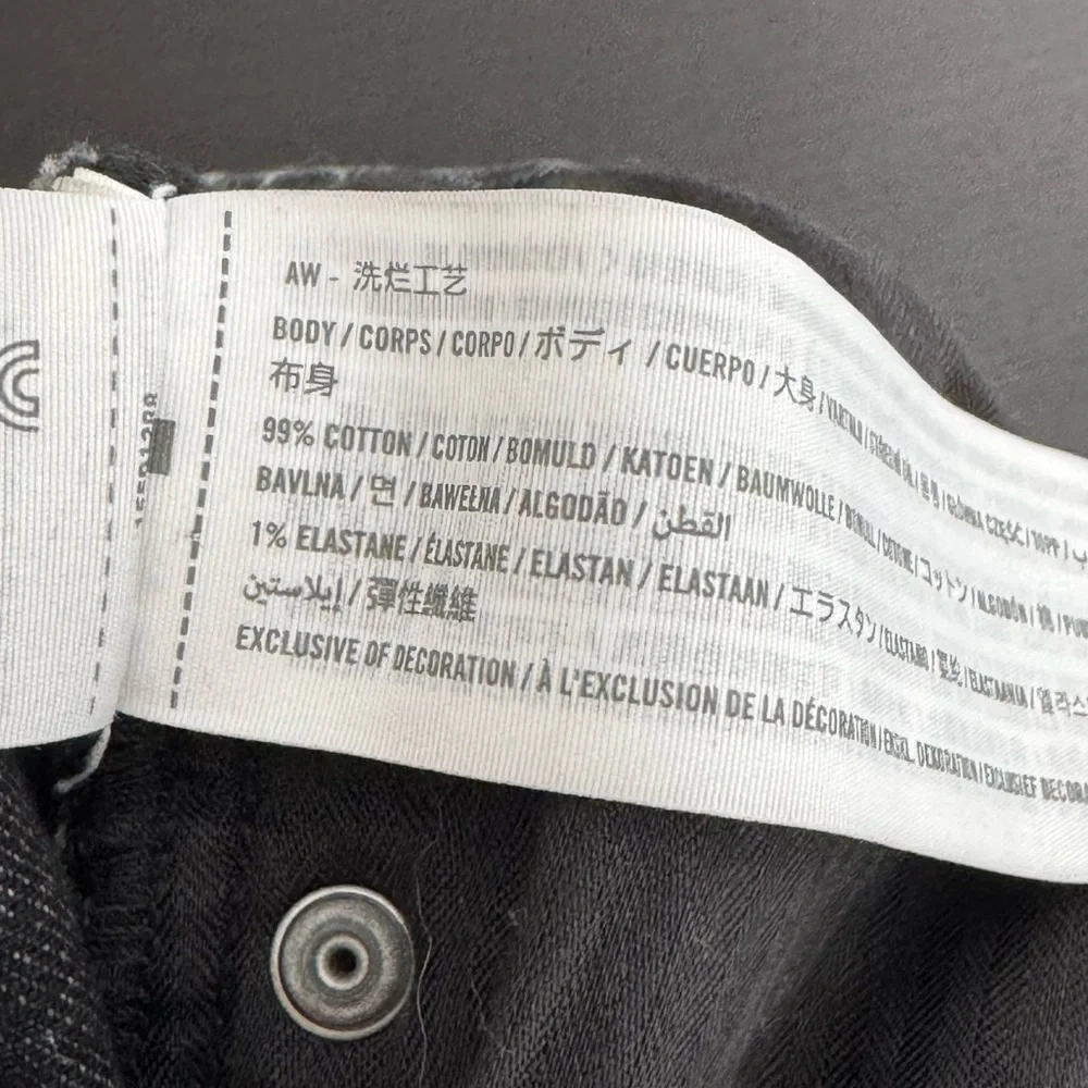 Abercrombie & Fitch Curve The Mom High Rise Jeans in a Black Faded‎ Acid Wash 14